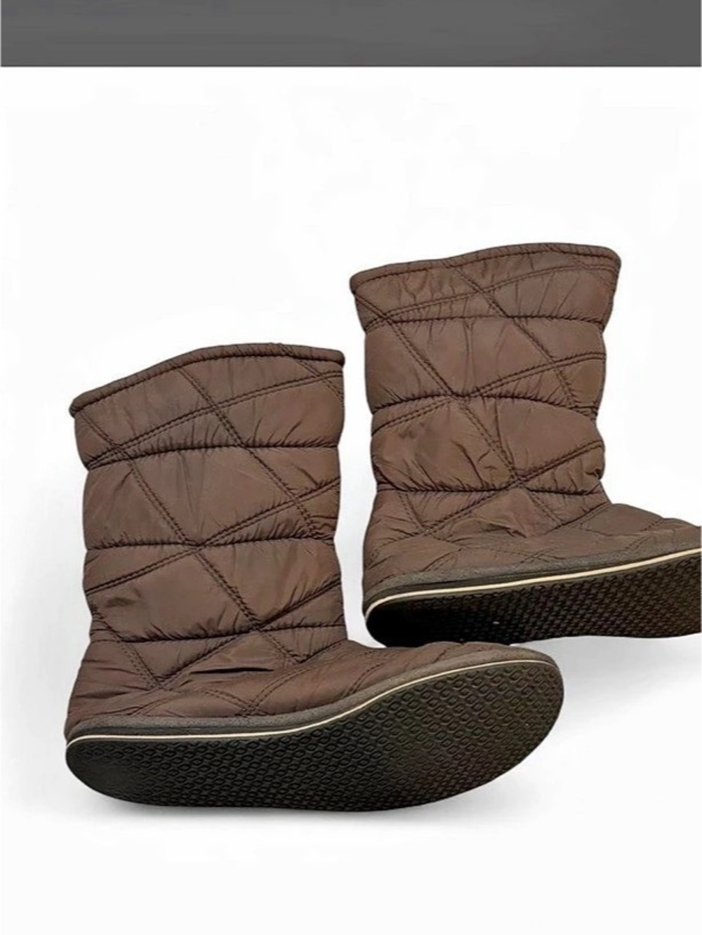 L.L.Bean Mountain Classic Quilted Booties Quilted Winter Boots Brown US 10